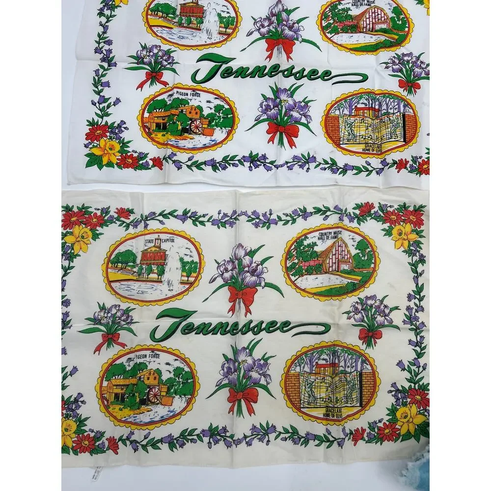 Lot of 7 Vintage Hand Towels Dish Towels Tennessee Souvenirs Fieldcrest AS IS